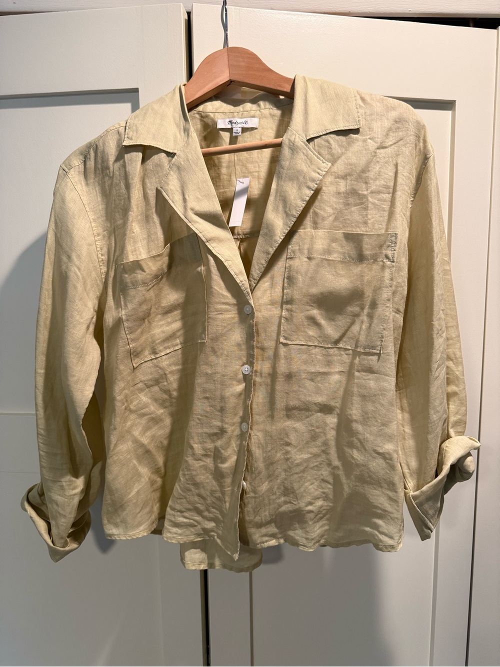 Madewell Pale Yellow Linen-Blend Button Front Shirt